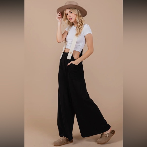 Fabulous Solid Wide Leg French Terry Jumpsuit - Picture 5 of 6